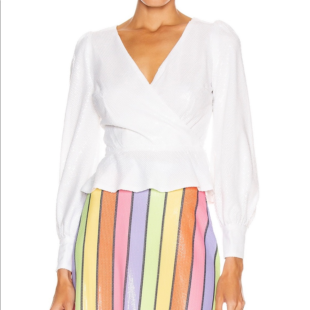 New w/ Tag SS20 Sequined Puff-sleeve Top